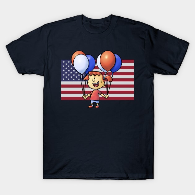 Fourth of July Girl with Balloons T-Shirt by Reading With Kids